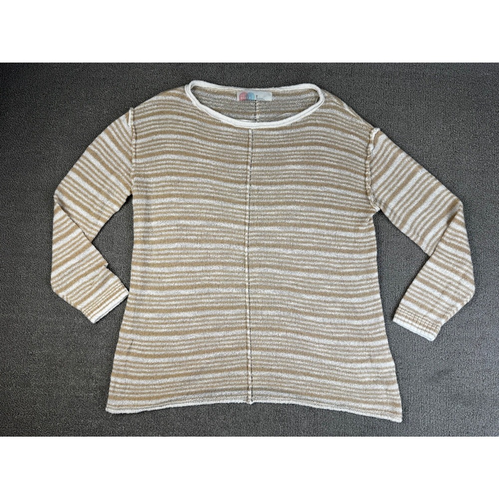 Free People FP Beach Sweater Womens XS Tan Striped Lightweight‎ Knit Cover up